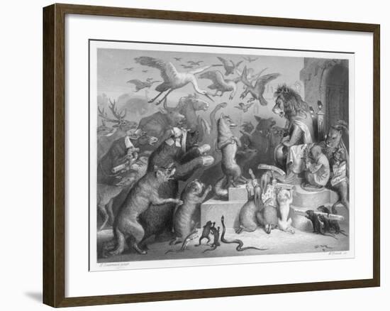 Summoned to the Royal Court by King Noble (The Lion) the Animals Gather for Reinecke's Trial-W. French-Framed Art Print