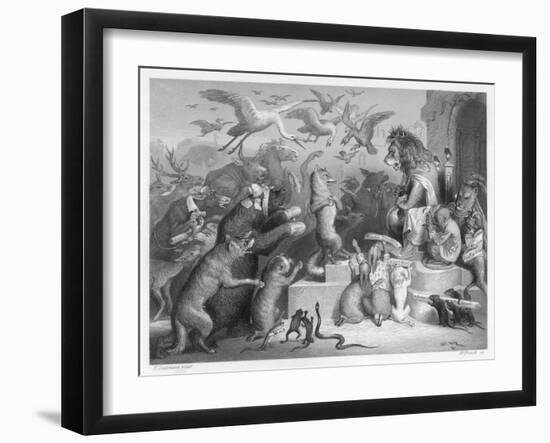 Summoned to the Royal Court by King Noble (The Lion) the Animals Gather for Reinecke's Trial-W. French-Framed Art Print