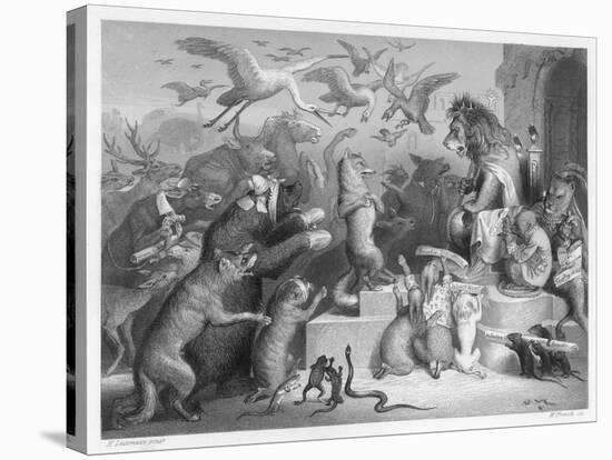 Summoned to the Royal Court by King Noble (The Lion) the Animals Gather for Reinecke's Trial-W. French-Stretched Canvas