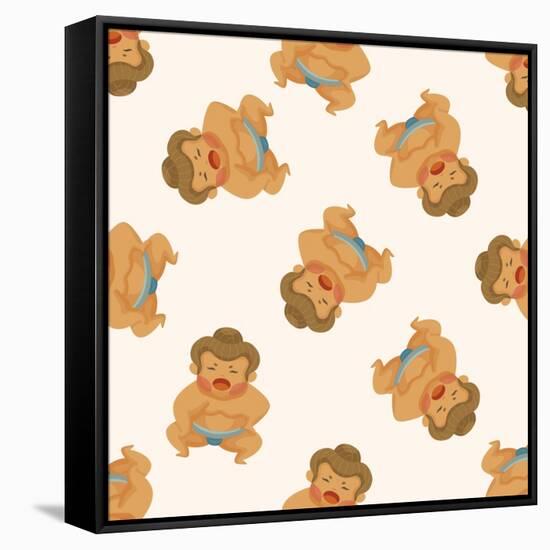 Sumo ,Seamless Pattern-notkoo-Framed Stretched Canvas