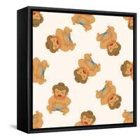 Sumo ,Seamless Pattern-notkoo-Framed Stretched Canvas