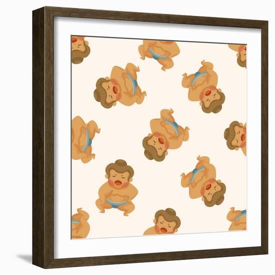 Sumo ,Seamless Pattern-notkoo-Framed Art Print