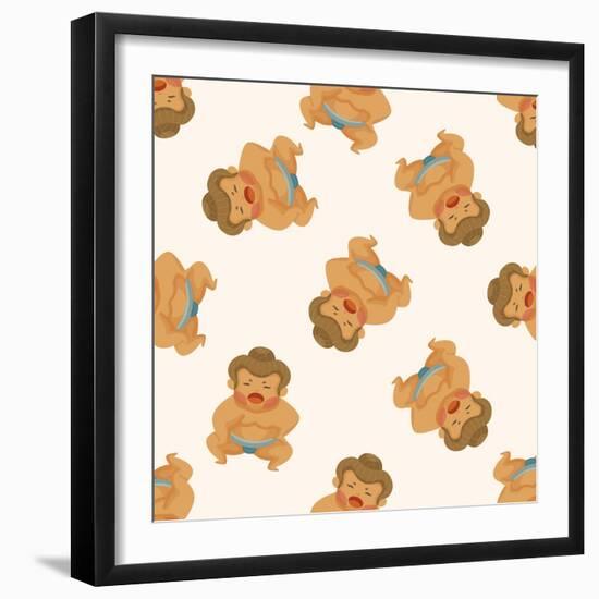 Sumo ,Seamless Pattern-notkoo-Framed Art Print