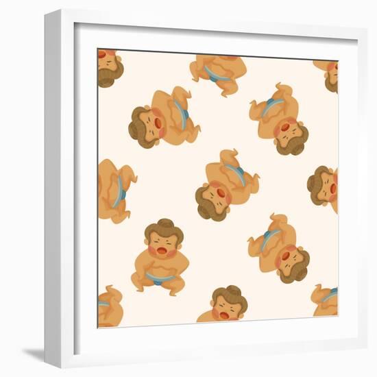 Sumo ,Seamless Pattern-notkoo-Framed Art Print