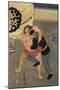 Sumo Wrestler Takes on a Foreigner-null-Mounted Art Print