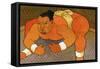 Sumo Wrestler-John Newcomb-Framed Stretched Canvas