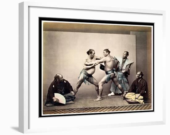 Sumo Wrestlers, c.1870-80-Felice Beato-Framed Giclee Print