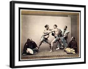 Sumo Wrestlers, c.1870-80-Felice Beato-Framed Giclee Print