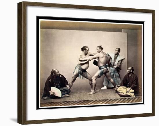 Sumo Wrestlers, c.1870-80-Felice Beato-Framed Giclee Print