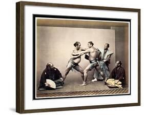 Sumo Wrestlers, c.1870-80-Felice Beato-Framed Giclee Print