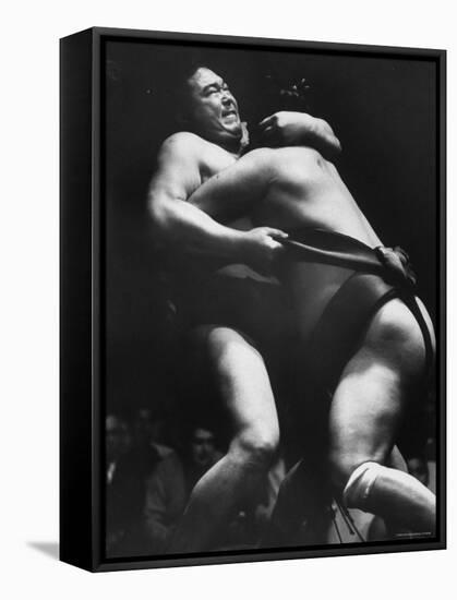 Sumo Wrestlers During Match-Bill Ray-Framed Stretched Canvas