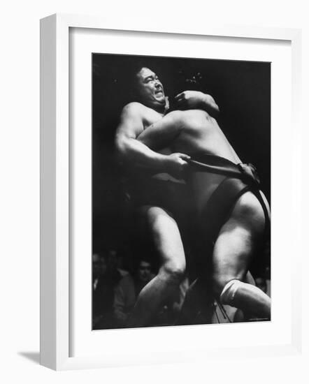 Sumo Wrestlers During Match-Bill Ray-Framed Photographic Print