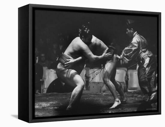 Sumo Wrestlers During Match-Bill Ray-Framed Stretched Canvas