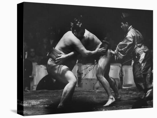 Sumo Wrestlers During Match-Bill Ray-Stretched Canvas
