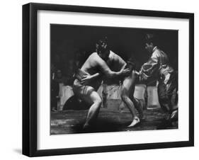 Sumo Wrestlers During Match-Bill Ray-Framed Photographic Print