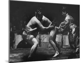 Sumo Wrestlers During Match-Bill Ray-Mounted Photographic Print