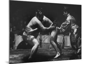 Sumo Wrestlers During Match-Bill Ray-Mounted Photographic Print