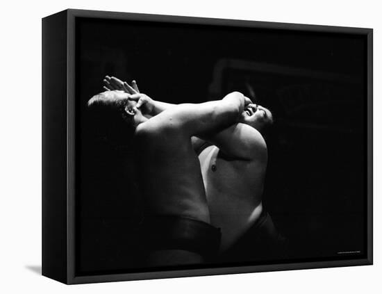 Sumo Wrestlers During Match-Bill Ray-Framed Stretched Canvas