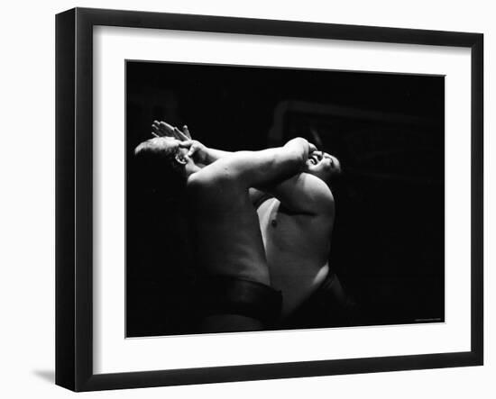 Sumo Wrestlers During Match-Bill Ray-Framed Premium Photographic Print