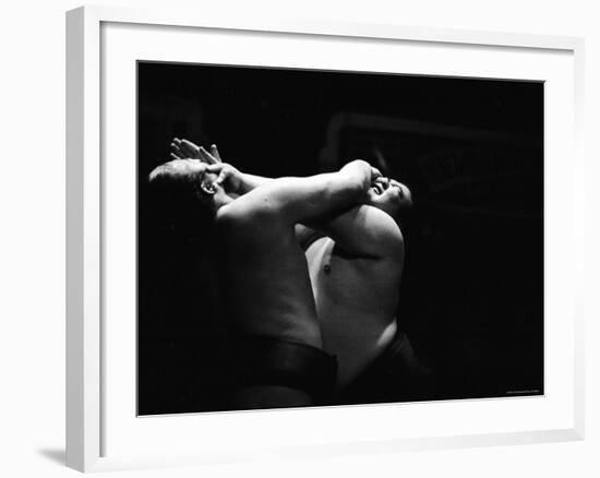 Sumo Wrestlers During Match-Bill Ray-Framed Photographic Print