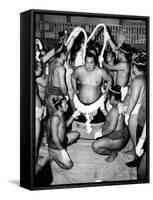 Sumo Wrestlers in Japan. Ca 1950s-null-Framed Stretched Canvas