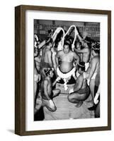 Sumo Wrestlers in Japan. Ca 1950s-null-Framed Photo