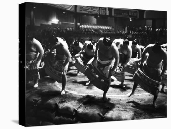 Sumo Wrestlers Performing a Ritual Dance Before a Demonstration Match-Bill Ray-Stretched Canvas