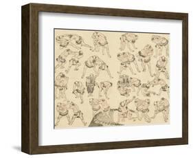 Sumo Wrestlers-Katsushika Hokusai-Framed Giclee Print