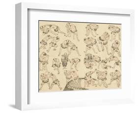 Sumo Wrestlers-Katsushika Hokusai-Framed Giclee Print