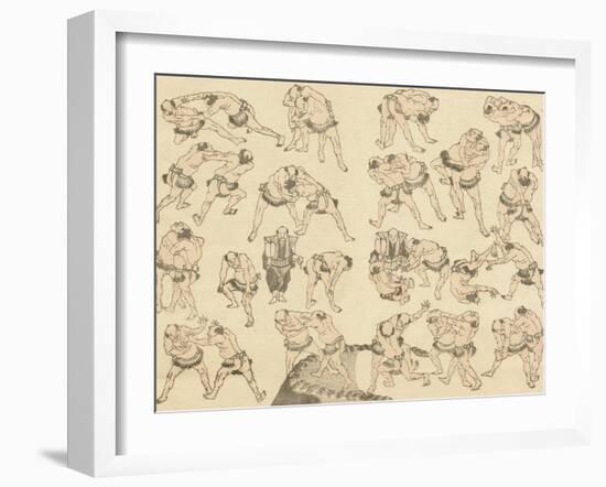 Sumo Wrestlers-Katsushika Hokusai-Framed Giclee Print