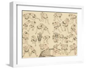 Sumo Wrestlers-Katsushika Hokusai-Framed Giclee Print