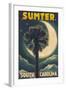 Sumter, South Carolina - Palmetto Moon and Palm-Lantern Press-Framed Art Print