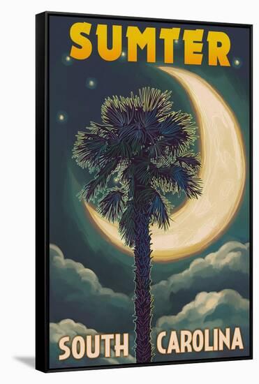 Sumter, South Carolina - Palmetto Moon and Palm-Lantern Press-Framed Stretched Canvas