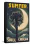 Sumter, South Carolina - Palmetto Moon and Palm-Lantern Press-Framed Stretched Canvas