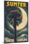 Sumter, South Carolina - Palmetto Moon and Palm-Lantern Press-Mounted Art Print