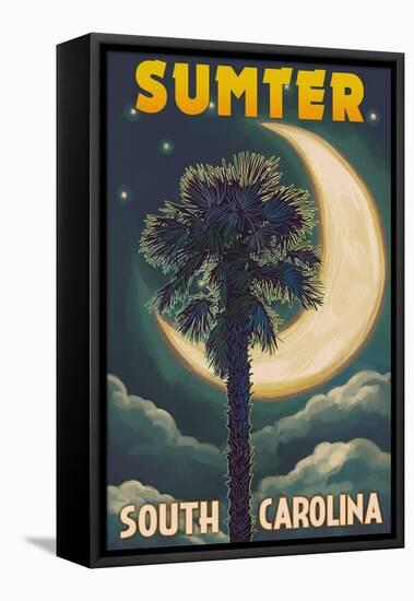 Sumter, South Carolina - Palmetto Moon and Palm-Lantern Press-Framed Stretched Canvas