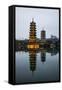 Sun and Moon Pagodas Located on Banyan Lake, Guilin, China-Terry Eggers-Framed Stretched Canvas