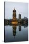 Sun and Moon Pagodas Located on Banyan Lake, Guilin, China-Terry Eggers-Stretched Canvas