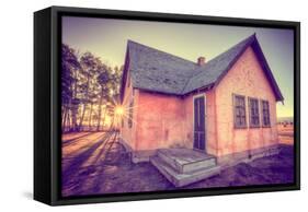 Sun and Old Mormon House, Mormon Row, Wyoming-Vincent James-Framed Stretched Canvas