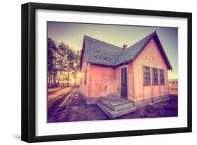 Sun and Old Mormon House, Mormon Row, Wyoming-Vincent James-Framed Photographic Print