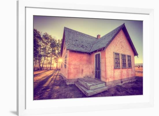 Sun and Old Mormon House, Mormon Row, Wyoming-Vincent James-Framed Photographic Print