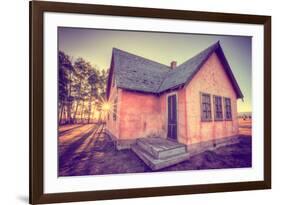 Sun and Old Mormon House, Mormon Row, Wyoming-Vincent James-Framed Photographic Print