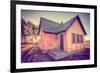 Sun and Old Mormon House, Mormon Row, Wyoming-Vincent James-Framed Photographic Print