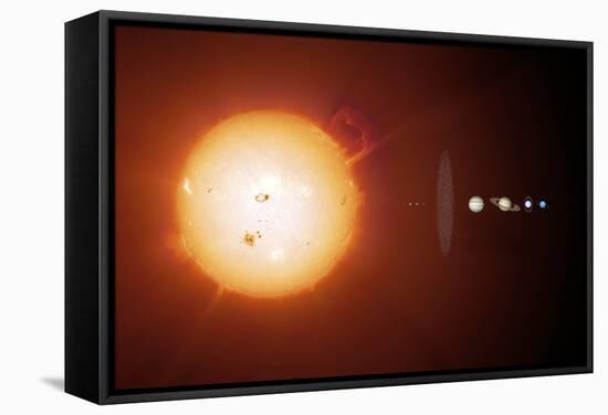 Sun And Planets, Size Comparison-Detlev Van Ravenswaay-Framed Stretched Canvas