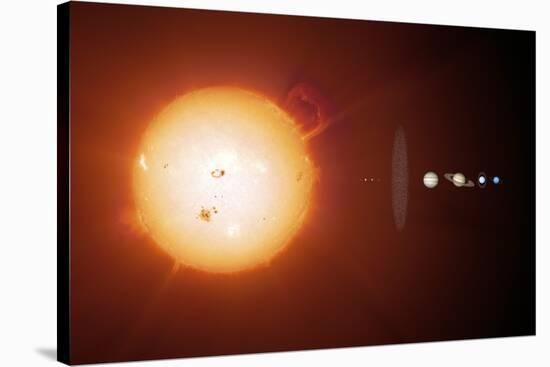 Sun And Planets, Size Comparison-Detlev Van Ravenswaay-Stretched Canvas