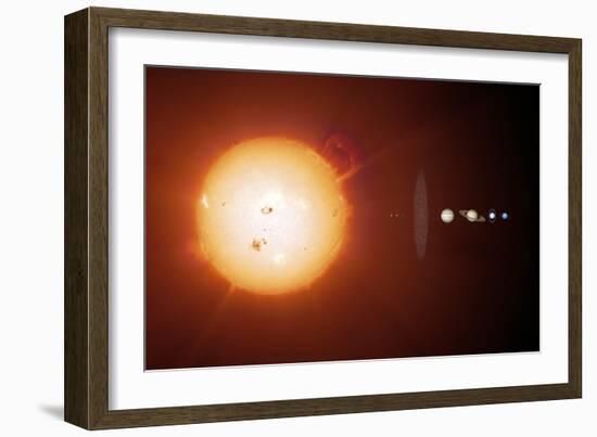 Sun And Planets, Size Comparison-Detlev Van Ravenswaay-Framed Premium Photographic Print