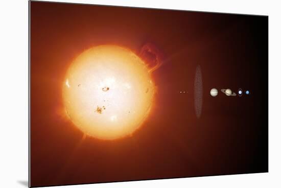 Sun And Planets, Size Comparison-Detlev Van Ravenswaay-Mounted Photographic Print