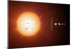 Sun And Planets, Size Comparison-Detlev Van Ravenswaay-Mounted Photographic Print