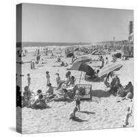 Sun Bathers at Hermosa Beach-null-Stretched Canvas