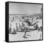 Sun Bathers at Hermosa Beach-null-Framed Stretched Canvas